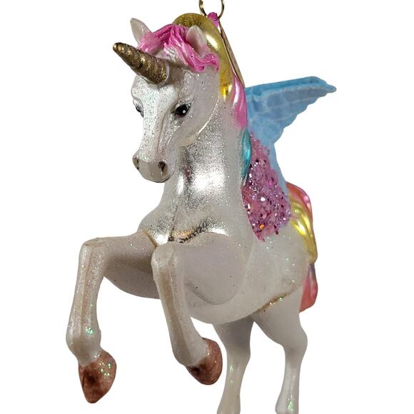 2017 Glass Unicorn Ornament Multicolor Wings Christmas Decoration - Picture 3 of 14